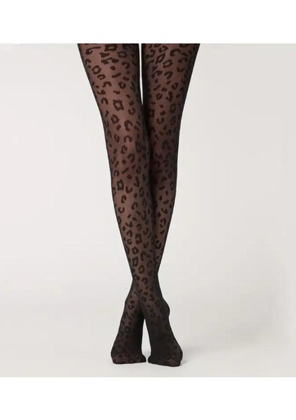 Klasik Kadın Siyah Leopar Desen Külotlu Çorap fiyatları