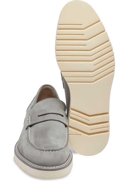 Gri Hakiki Nubuk Deri Erkek Casual Ayakkabı - E24I1AY56760-A40