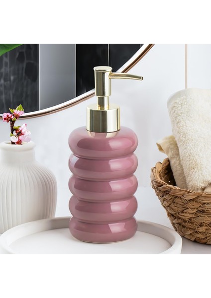 3204 Seramik Sıvı Sabunluk - Tezgah Üstü Mutfak Lavabo Sabunluğu - 275 cc Pudra