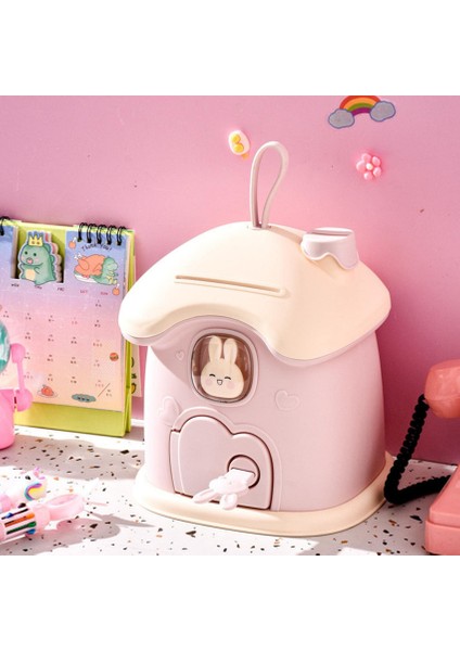 Anahtarlı Sevimli Tavşan Ev Kumbarası Pembe Renkli Şık Dekoratif Para Kutusu fiyatları