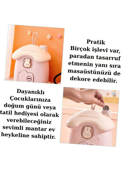 Anahtarlı Sevimli Tavşan Ev Kumbarası Pembe Renkli Şık Dekoratif Para Kutusu fırsatları