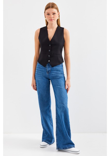 6796 Kısa Dokuma Yelek - Siyah modelleri