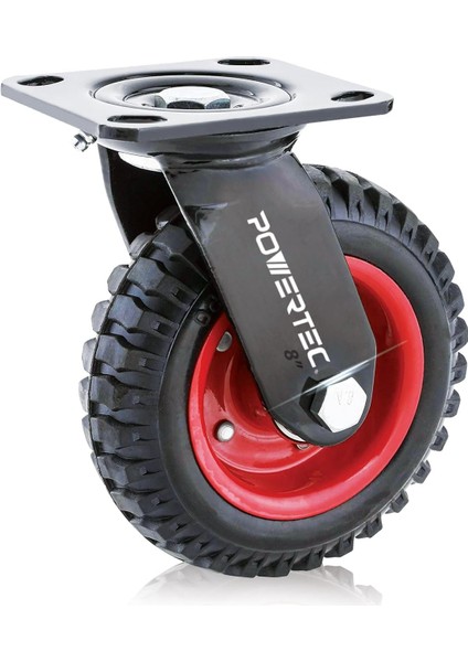 17051V Döner Ağır Hizmet Endüstriyel Tekerlek, 20,32 Cm, 1 Pk, 20,32 Cm, Siyah