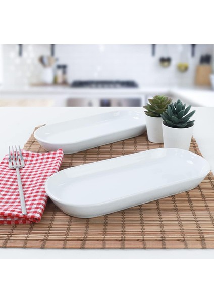 Beyaz Noyan Kayık Tabak 2 Adet 26 cm