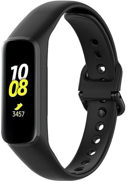 Galaxy Fit2 Ile Uyumlu Bileklik Kayışı Bileğe Göre Ayarlanabilen Esnek ve Kırılmayan Silikon Yapı Silikon Tpu Kordon Cordfit Galaxy Fit2 Termoplastik Siyah