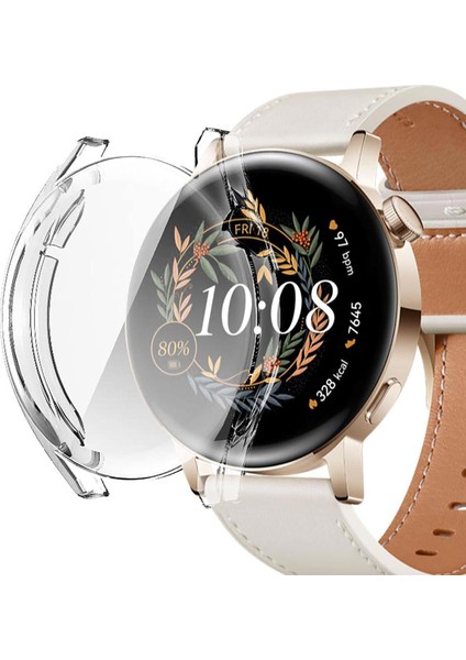 Gt3 42MM Için Kılıf 360 Full Round Soft Silicone Şeffaf [ Gt3 42MM ile Uyumlu Kılıf - Şeffaf]