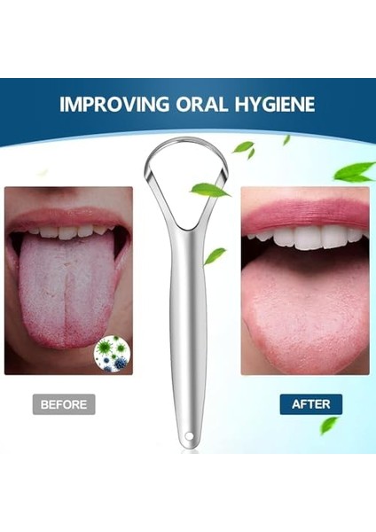 2 Ad.metal Dil Temizleme Dil Sıyırıcı Aleti Paslanmaz Çelik Ağız ve Dil Temizleyici Aparat Kolay Temizlenir,dil Kazıma Aleti,ağız Kokusu Önleyici,paslanmaz Ağız Temizleyici Çevre Dostu ve Pratik