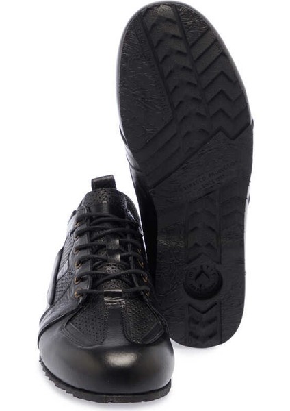 Siyah Hakiki Deri Erkek Sneaker - E24I1AY56755-A23