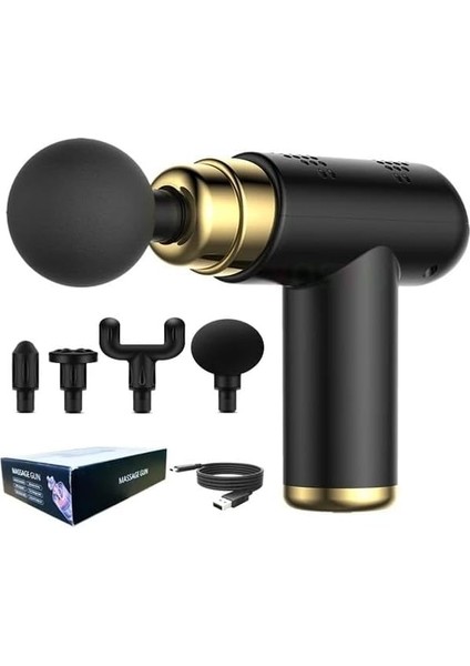 Masaj Aleti Tabancası Kas Masaj Tabancası Tabanca Masaj Fırçasız Motorlu Type C Şarjlı Masaj Aleti 4 Farklı Başlık Kas,spor ve Vücut Ağrılarına, Evde Kullanıma Uygun, Kademeli Güç