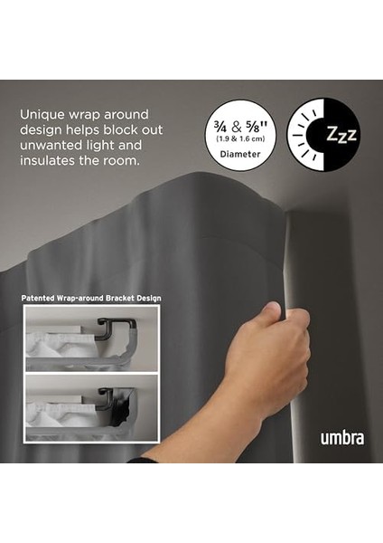 Twilight Çift Çubuğu Seti - Sarma Tasarım Karartma Veya Oda Karartma Panelleri Için Ideal, 76-200 Cm, Siyah fiyatları