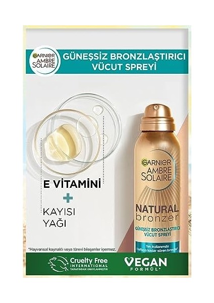 Garnier Ambre Solaire Natural Bronzer Güneşsiz Bronzlaştırıcı Sprey 150 ml