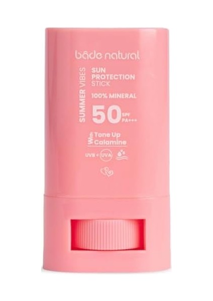 Bade Natural 50 Spf Ton Eşitleyici ve Cilt Aydınlatıcı Pembe Yüksek Korumalı Güneş Stick 16 G