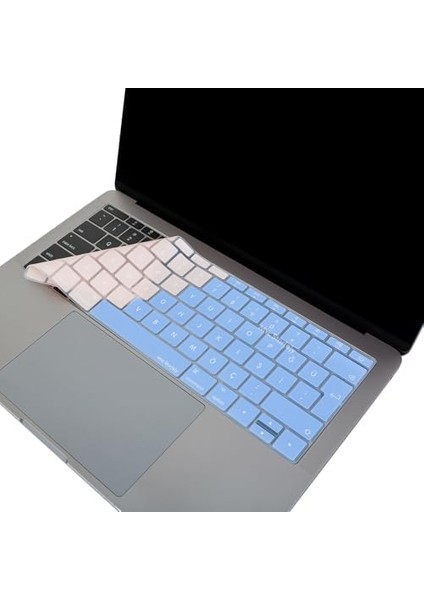 MacBook Klavye Koruyucu Silikon Kılıf Türkçe Q Baskılı Uk-Ters L- Enter Tipi Pro 13INÇ A1708, MacBook A1534 12INÇ Uyumlu, Ultra Ince Hafif Yıkanabilir Klavye Filmi Mavi Pembe modelleri