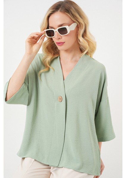 Kadın Kısa Kol Oversize Kimono 5969 - Çağla modelleri