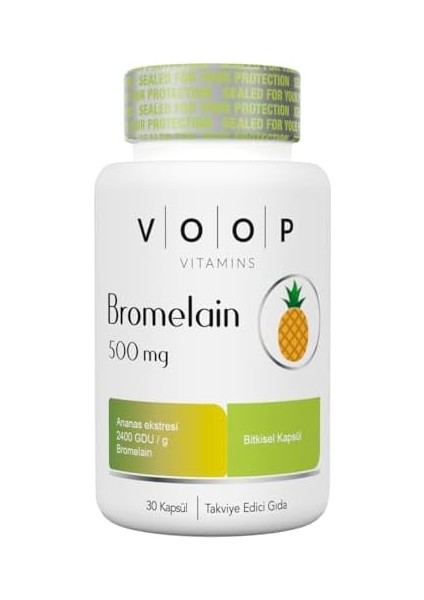 Voop Bromelain - 500 Mg | 30 Bitkisel - Vegan Kapsül