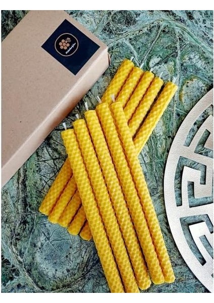 (10 Adet) 21CM Mum Dilek Mumu, Beeswax Candle Petek Bal Mumu Mum