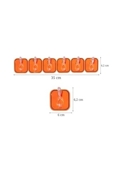 6 Kancalı Kendinden Yapışkanlı Askı Tek Parça Renkli Pratik Duvar,, Mutfak Askısı fiyatları