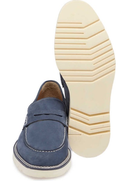 Lacivert Hakiki Nubuk Deri Erkek Casual Ayakkabı - E24I1AY56760-C39