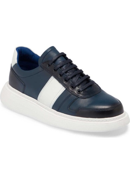 Lacivert Hakiki Deri Erkek Sneaker - E24I1AY56810-C72 indirimleri