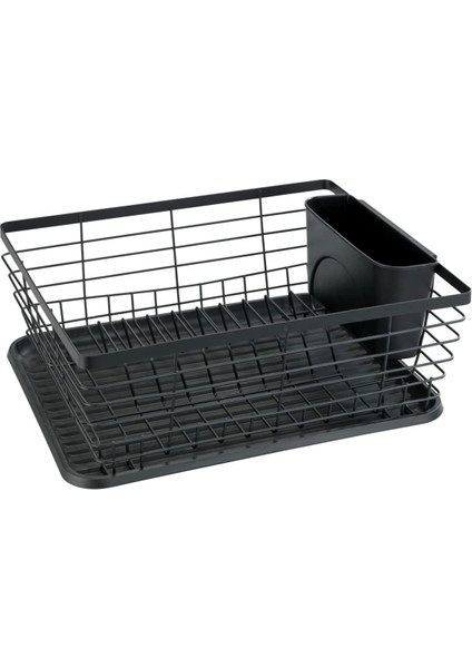 "drip" Bulaşıklık, Bulaşıklık, Lavabonun Yanına Yerleştirmek Için Ideal, Toz Kaplı Metal ve Plastikten Yapılmış, 36 x 15 x 30,3 Cm, Siyah