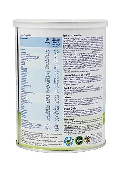 Hipp 1 Organik Combiotic Bebek Sütü 350 gr 1 Paket(1 x 350 G) modelleri