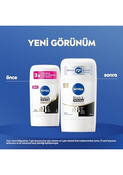 Nıvea Kadın Stick Deodorant Black&white Invisible Ipeksi Pürüzsüzlük 72 Saat Anti-Perspirant Koruma, 50 ml modelleri