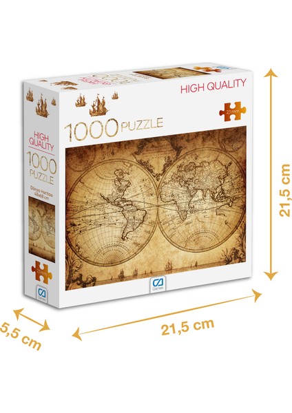 Dünya Haritası - 1000 Parçalı Puzzle - 48 x 68 cm