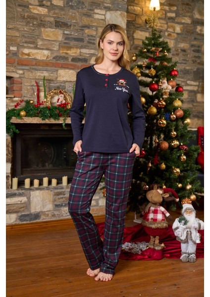 Aqua 26201 Kadın Düğme Yaka Uzun Kol Pijama Takımı