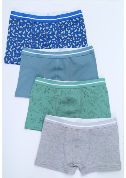 Erkek Çocuk Garni Dikişli 4lü Paket Boxer