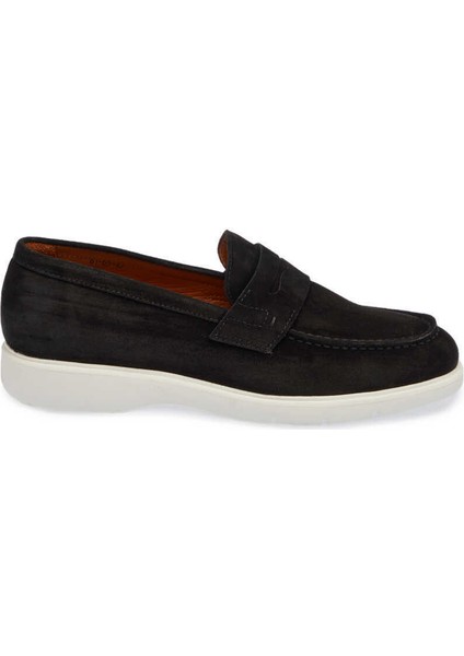 Siyah Hakiki Süet Deri Erkek Loafer - E24I1AY56785-A01
