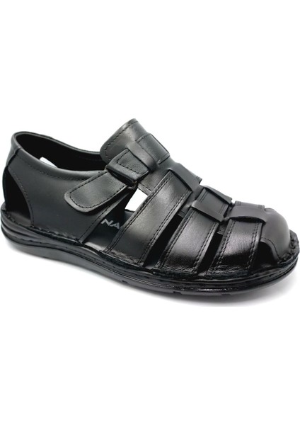 Siyah Erkek Jelli Kapalı Hakiki Deri Sandalet fırsatları