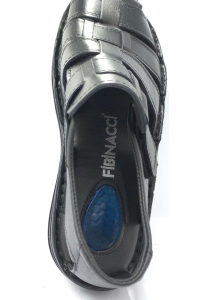 Siyah Erkek Jelli Kapalı Hakiki Deri Sandalet indirimleri