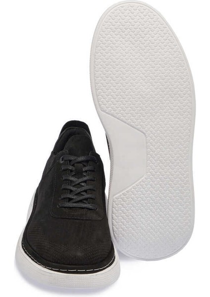 Siyah Hakiki Nubuk Deri Erkek Sneaker - E24I1AY56821-A64