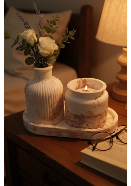 Modern Home Line | Özel Tasarım Vazo, Mum ve Sunum Tepsisi Seti