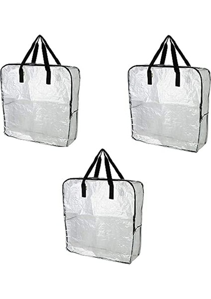 Dımpa 3 Adet Ekstra Büyük Saklama Çantası, Şeffaf Ağır Hizmet Çantaları, Güve ve Nem Koruma Saklama Torbaları