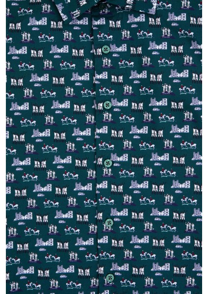 Erkek Çocuk Koyu Yeşil Gömlek Desenli 50316732-VR079 modelleri