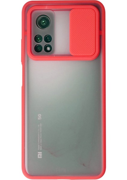 Xiaomi Mi 10T Kılıf Palm Buzlu Kamera Sürgülü Silikon - Kırmızı