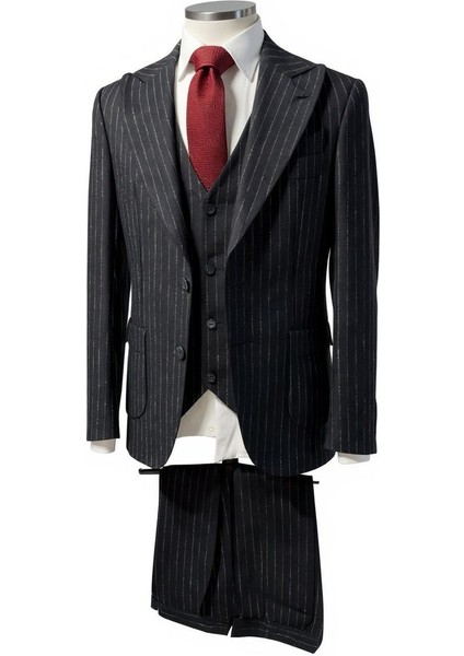 Erkek Siyah Çizgili Klasik Takım Elbise fiyatları