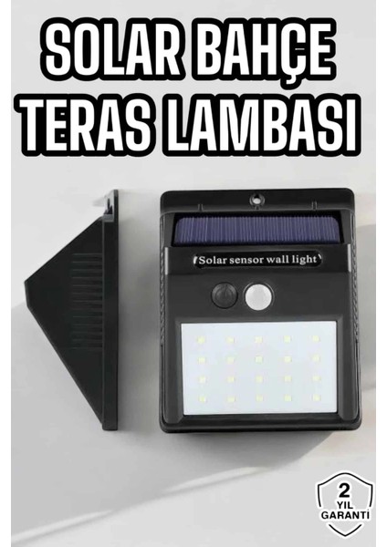 Güneş Enerjili Bahçe Lambası Solar Gece Aydınlatma Sensörlü Lamba