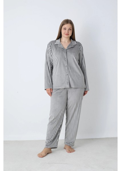 Estiva 25370 Gömlek Yaka Battal Kadife Pijama Takımı