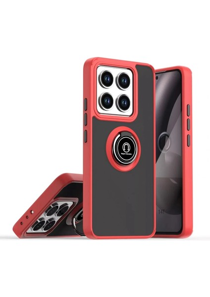 Xiaomi Mi 14T Pro Kılıf Montreal Yüzüklü Silikon Kapak - Kırmızı modelleri