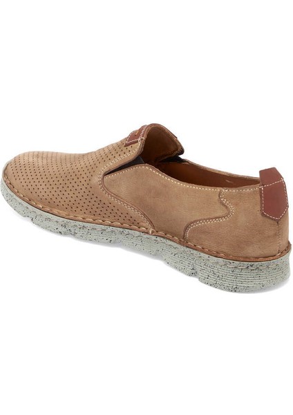 Bej Hakiki Nubuk Deri Erkek Casual Ayakkabı - E24I1AY56774-B23