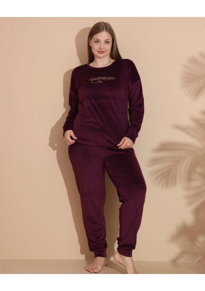 Estiva 25393 Uzun Kol Battal Kadife Pijama Takımı fiyatları