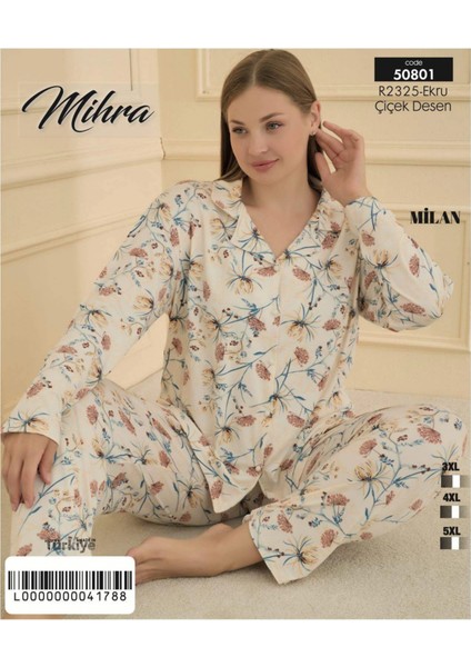 Mihra 50801 Kadın Düğmeli Battal Pijama Takımı