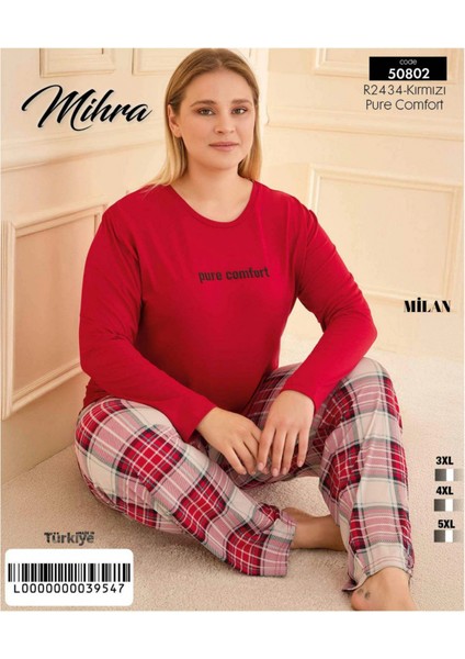 Mihra 50802 Kadın Battal Milan O Yaka Pijama Takımı