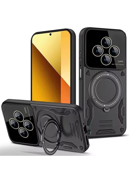 Xiaomi Redmi 14C Kılıf Joy Lens Standlı Kapak - Siyah