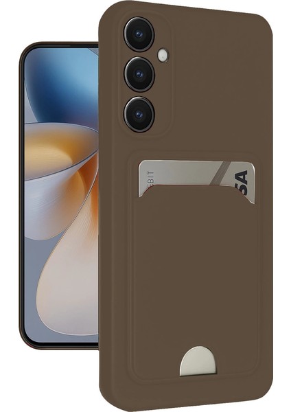 Samsung Galaxy S24 Fe Kılıf Kelvin Kartvizitli Silikon - Kahverengi