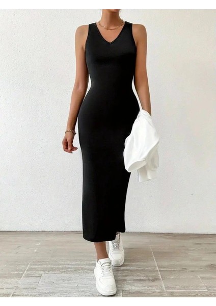 Mdb Kadın Askılı Yuvarlak Yaka Viskon Iki Iplik Elbise ve V Yakalı Bluz Ikili Takım modelleri