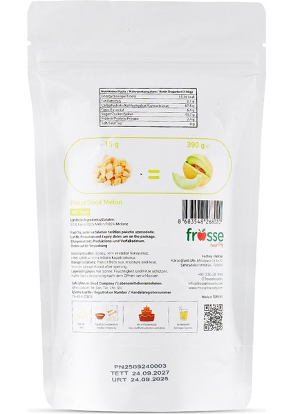 Freeze Dry Kurutulmuş Kavun 390 gr fiyatları