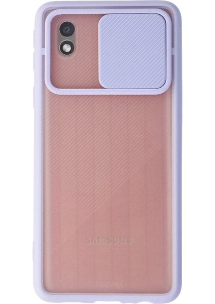 Samsung Galaxy A01 Core Kılıf Palm Buzlu Kamera Sürgülü Silikon - Lila